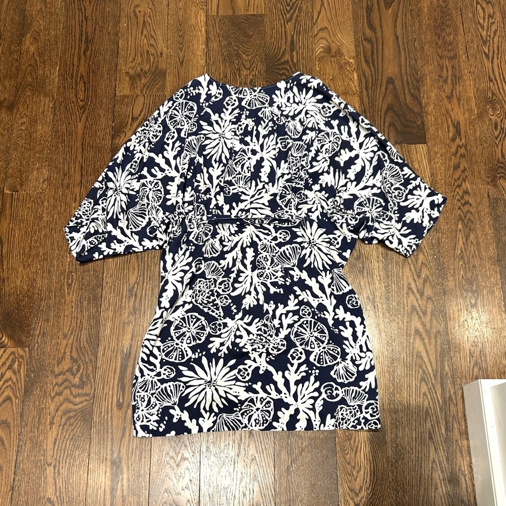 Lilly Pulitzer Navy & White Beaded Wilda Caftan Tunic Dress - Picture 5 of 12